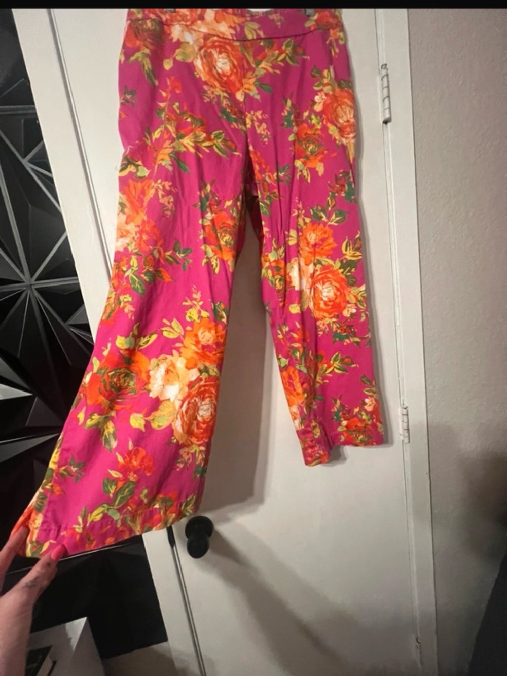 Isaac Mizrahi Hot Pink Floral Wide-Leg Pants